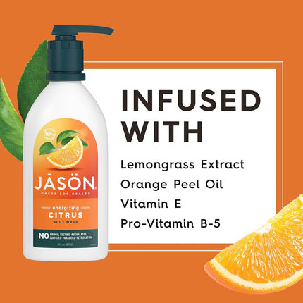 JASON Citrus Energizing Body Wash, For a Gentle Feeling Clean, 30 Fluid Ounces