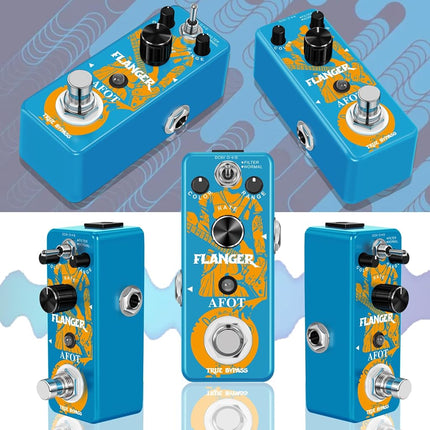 AFOT Classic Vintage Analog Flanger Guitar Effects Pedal, Electric Guitar Flanger, True Bypass, Blue