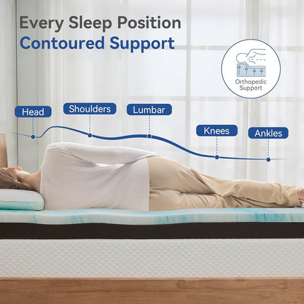 Erdoru Extra Firm Mattress Topper Twin Size 3 Inch, Pain Relieving Foam Bed Topper for Extra Support, Gel Memory Foam&High-Density Foam Mattress Pad, CertiPUR-US Certified
