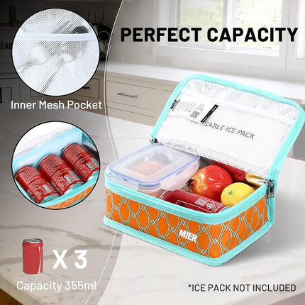 MIER Portable Thermal Insulated Cooler Bag Mini Lunch Bag for Kids, Orange