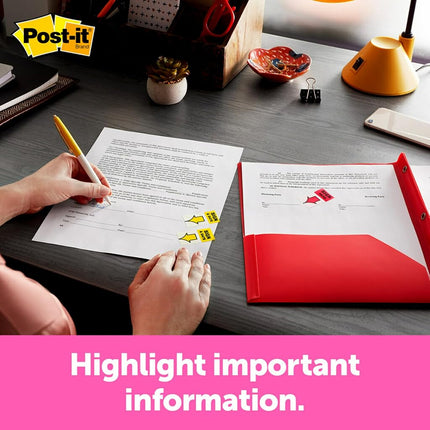 Post-it Flags, Yellow, 1-Inch Wide, 200/Desk Grip Dispenser (680-HVYW)