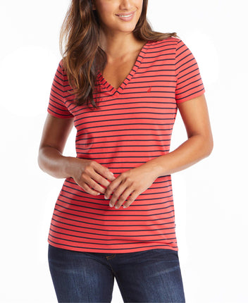 Nautica Women's Easy Comfort V-Neck Striped Supers