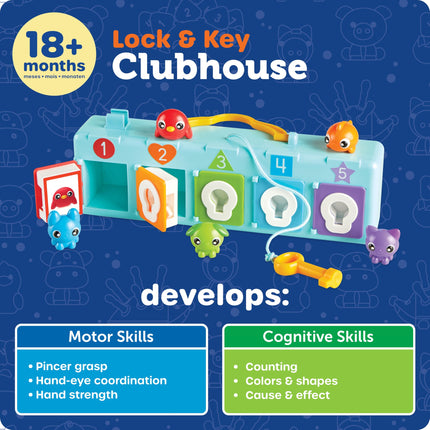 Learning Resources Lock & Key Clubhouse, Ages 18 Months+, Toddler Fine Motor Skills Toy, Peekaboo Counting & Colour Learning