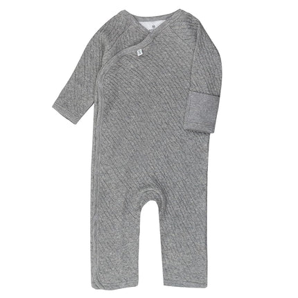 HonestBaby Matelasse Side Snap Coverall Organic Cotton for Baby Boys, Girls, Gray Heather, 0-3 Months, Gray Heather, 0-3 Months