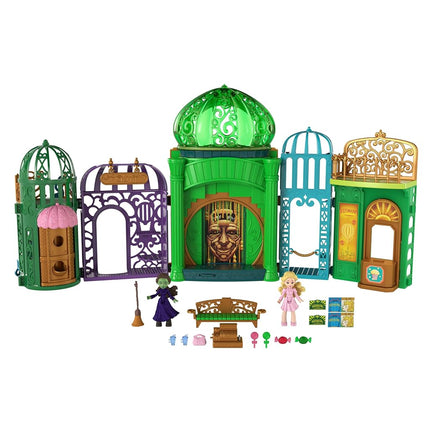 Mattel Universal Pictures’ Wicked Emerald City Playset with Glinda & Elphaba Small Dolls, 5 Play Spaces & 15 Accessories, Inspired by the Movie, JFM22