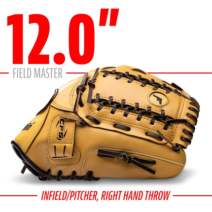Franklin Sports Field Master Baseball and Softball Mitt Baseball and Softball Field Glove, Unisex, Light Brown, 12 Inch