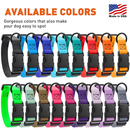Dogline Biothane Waterproof Dog Collar with Quick Release Buckle Strong Coated Nylon Webbing with Odor- Proof for Easy Care Easy to Clean Fits Small Medium or Large Dogs - Pink 1" Width 15-23" L