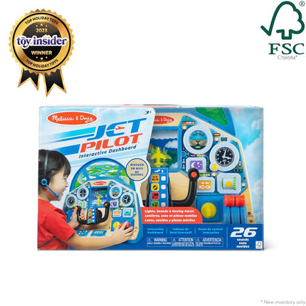 Melissa & Doug Jet Pilot Interactive Dashboard | Wooden Plane Toys for Kids, Pretend Play for Boys & Girls | Age 3+ - FSC Certified
