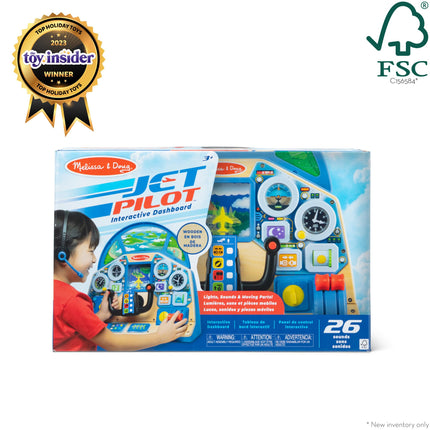 Melissa & Doug Jet Pilot - Tablero de Mando Interactivo | Juguetes de avión de madera para niños, juegos de imitación para niños y niñas | A partir de 3 años - Certificado FSC