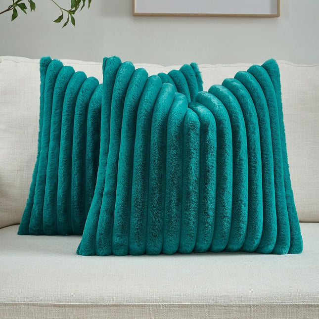 FUTEI Pack of 2 Fluffy Faux Fur Throw Pillow Cover