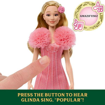 Mattel Wicked Singing Glinda Fashion Doll & Accessories, Posable with Movie-Inspired Look & Removable Outfit, Sings “Popular”, JLG49
