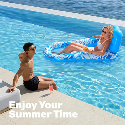 SLOOSH Inflatable Pool Floats Lounger Adult, Pool Float Lounge Raft Floaties Water Floating Recliner Chair with Cup Holders Foot Rest Swimming Floaty
