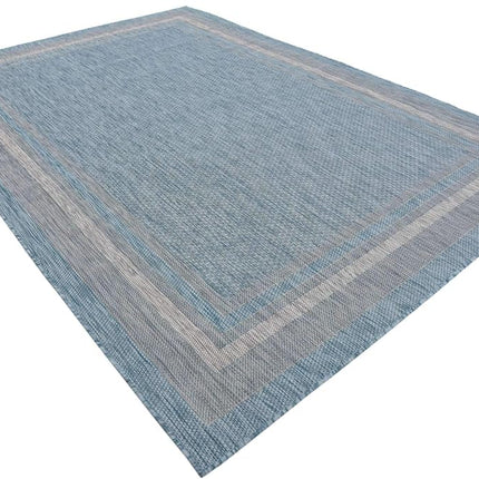 Unique Loom Outdoor Collection Casual Solid Border Indoor and Outdoor Transitional Aquamarine Area Rug (7' x 10')