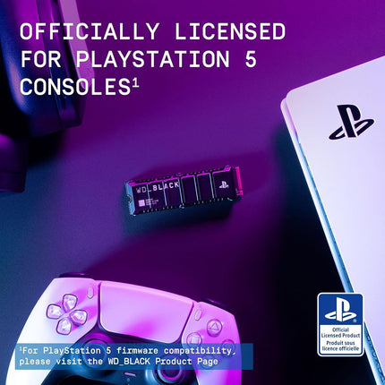 WD_BLACK SN850P 1TB PS5 SSD, Officially Licensed for PlayStation 5, Read Speeds Up to 7300 MB/s, M.2 2280 PCIe NVMe, Exclusive Heatsink Design, Internal Gaming SSD