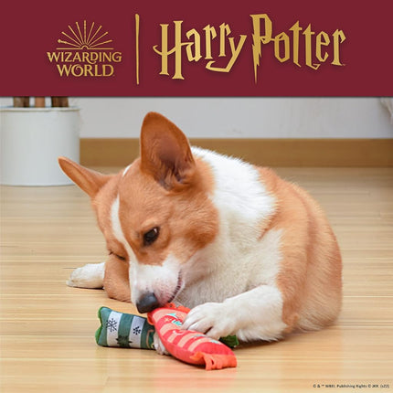 Harry Potter Plush Squeaker Gryffindor and Slytherin Scarf Toy | 2 Pack, 8 Inch - Dog Toys with Squeaker