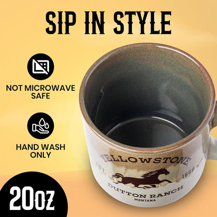 Silver Buffalo Yellowstone Dutton Ranch Silo Mug de camping en céramique émaillée réactive, 590 ml