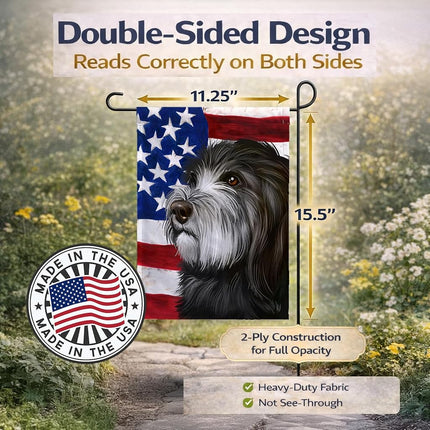 Caroline's Treasures CK6480GF Catalan Sheepdog Dog American Flag Flag Garden Size, Small, Multicolor