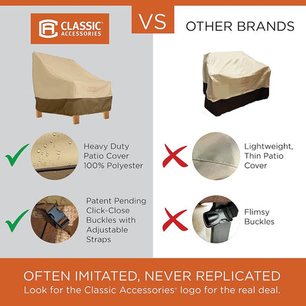 Classic Accessories 55-882-011501-RT Veranda Patio V-Shaped Sectional Sofa Cover, V-Shaped, Pebble/Bark/Earth