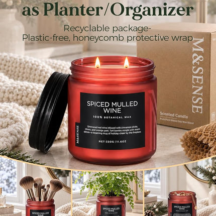 M&SENSE Cardamon & Cypress 2 Cotton Wick Jar Candle, 11.6oz Soy Wax, 70 Hours Burn Time Clean Non Toxic, Autumn Fragrance Candle for Home Decor, Fall Scented for Holiday