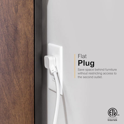 GE UltraPro 4 Outlet Surge Protector, USB-C Charging, 3 ft Designer Braided Cord, 1060 Joules, Compatible w/ iPhone 12/11/Pro/Max/Xs/XR/X/8, Samsung Galaxy S21/S10/S9/Plus, Google Pixel, White, 41354