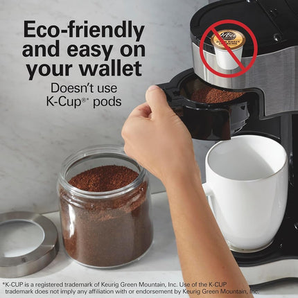 Hamilton Beach COOLAPA Way Brewer Coffee Maker, Single-Serve and 12-Cup Pot, Stainless Steel (49980A), Carafe