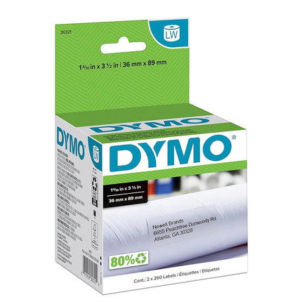 DYMO Authentic LW Large Mailing Address Labels, DYMO Labels for LabelWriter Label Printers, 1-4/10" x 3-1/2", 2 Rolls of 260 (520 Total)