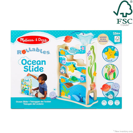 Melissa & Doug Rollables Wooden Ocean Slide Infant and Toddler Toy (5 Pieces) Ocean Themed Toys For Toddlers, Early Learning Toys For Infants And Toddlers Ages 1+ - FSC Certified - FSC Certified