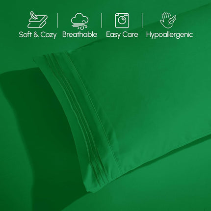 Elegant Comfort 4-Piece Bed Sheet Set - Luxury Bedding 1500 Premium Hotel Quality Microfiber, All Around Elastic 18-24 Inches Deep Fitted Sheet- Extra Deep Pocket Sheets, King, Emerald Green