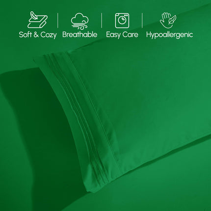 Elegant Comfort Luxurious 1500 Premium Hotel Quality Microfiber 4-Piece Sheet Set, 18-24 Inches Deep - Extra Deep Pocket Sheets - Ultra Soft 4PC Deep Pocket Sheets, King, Emerald Green