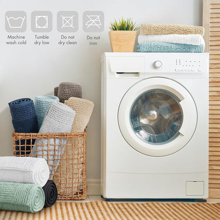 MADISON PARK SIGNATURE Splendor Reversible 100% Cotton Tufted Bathroom Rug-3000 GSM Hotel Quality Luxurious Plush High Pile Bath Mat Absorbent, Quick Dry, Shower Room Décor, 24x72, White