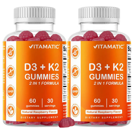 2 Pack - Vitamatic Vitamin D3 K2 Gummies - 60 Coun