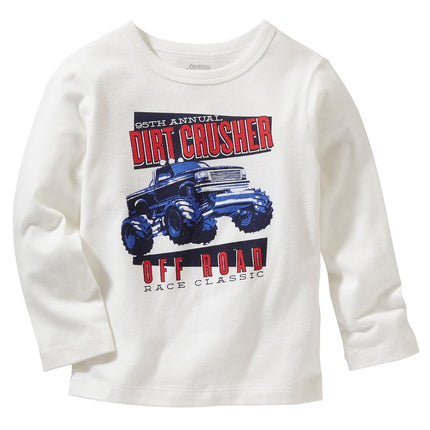 OshKosh Boys "Dirt Crusher Off Road" L/S White Tee (12 Month)