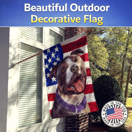 Caroline's Treasures CK6467CHF Bandera de Casa de Lona con Bandera de Estados Unidos y Perro Bull Terrier, Grande, multicolor