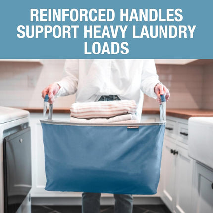 CleverMade Collapsible Fabric Laundry Basket, 60L, 16 Gal, 2 Pack, Denim
