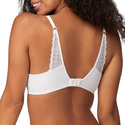 Maidenform Comfort Devotion Lace Bra, Smoothing Full-Coverage T-Shirt Bra for Everyday Comfort, Comfortable Lace Bra, White, 40D