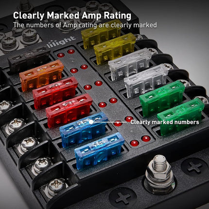 Nilight - 50016R 120 pcs Standard Fuse Assortment kit â€“ 5, 7.5, 10, 15, 20, 25, 30 AMP â€“ Regular APR/ATO (Open)/ATC Blade Fuses for Cars, Trucks, Boats,Automotives