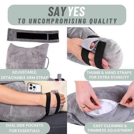 MOYOAMA Post Shoulder Surgery Pillow for Sleeping – Left/Right Arm Support with Adjustable Strap & Custom Firmness for Restful Recovery – Rotator Cuff, Bursitis, & Frozen Shoulder Pillow Post Surgery