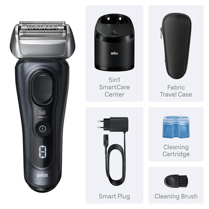 Braun Series 8 8560cc Electric Razor for Men, 4+1 Shaving Elements & Precision Long Hair Trimmer, 5in1 SmartCare Center, Close & Gentle Even on Dense Beards, Wet & Dry Electric Razor, 60min Runtime