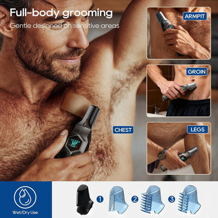 TRIMX Beard Trimmer for Men, Men's Grooming Kit for Body Hair, Nose, Face & Mustache, Cordless Hair Clippers Rechargeable with Charging Dock IPX7 Waterproof