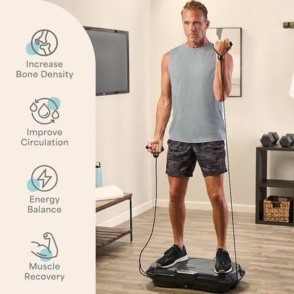 LifePro Vibration Plate Exercise Machine For Lymphatic Drainage | Waver | 99 Speed Levels & 9 Program Mode | Full Body Exercise Machine For Home Use | Resistance Bands & Remote | Midnight Black