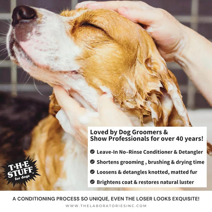 The Stuff Leave-in Dog Conditioner and Detangler Spray | 12oz Concentrate 15:1 | Perfect Solution for Managing Matted Dog Hair Dog Detangling and Dematting Spray