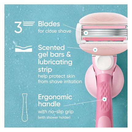 Gillette Venus ComfortGlide White Tea Women's Razor - 1 Handle + 2 Refills