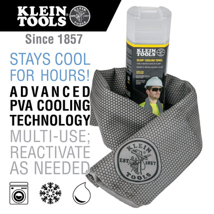 KLEIN TOOLS 60093 Cooling Towel for Neck with Evaporative PVA Technology, Gray