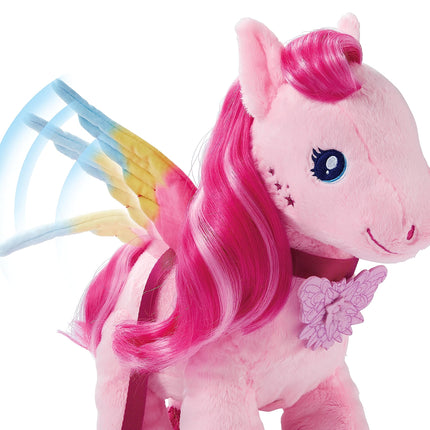 Mattel Barbie A Touch of Magic Stuffed Animals, Walk & Flutter Pegasus Plush, 11-inch Walking Plushie with Hair Accessories and Sound Feature, HPJ50