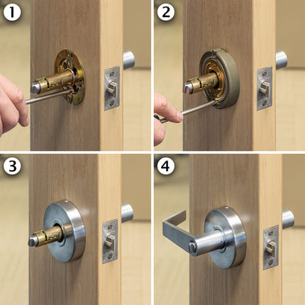 Master Lock SLCHKE26D Serrure de porte commerciale à levier de grade 2 avec butée anti-choc, finition chrome brossé, par Master Lock
