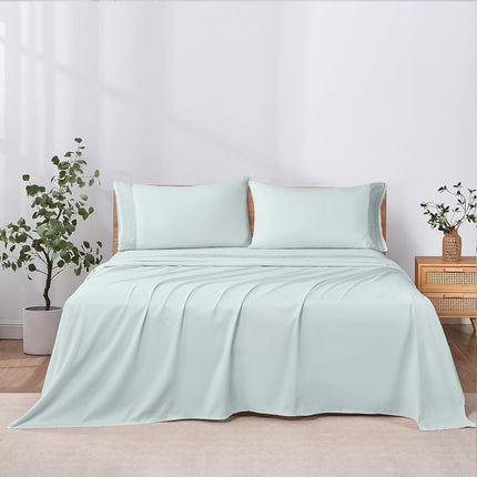 Modern Threads Pacific Coast Textiles 3 Piece Crochet LACE Microfiber Sheet Set SEAMIST Twin, Microfibre, Sea Mist