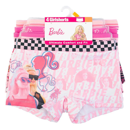 Barbie Amazon Exclusive 100% Combed Cotton Underwear and 4-pk Girl Short Sizes 4, 6, 8 & 10, 4-Pack Girl Boxer, 4