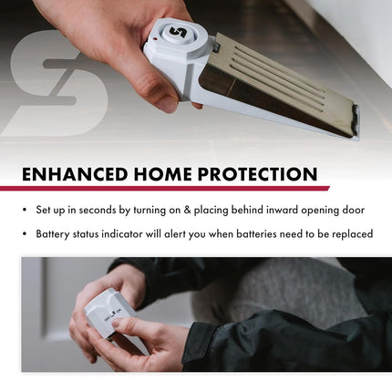 SABRE Wedge Door Stop Security Alarm with 120 dB Siren - Great for Home, Travel, Apartment or Dorm