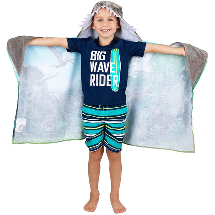 Serviette de bain et de plage en éponge de coton doux avec capuche Franco pour enfants, 61 cm x 127 cm, Jurassic World