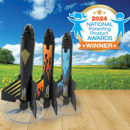 National Geographic Motorized Air Rocket Launcher for Kids - Self-Launching Toy, Launches up to 200 ft. with Safe Landing - Innovative Outdoor Toy & Model Rocket